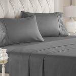 4 Pices King Size Bed Sheets 1800 Thread Count Sheets Deep Pocket Soft Microfiber Sheets-gray (4)