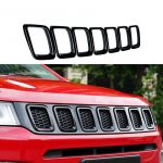 Black ABS Front Grille Grill Frame Trim Decor Fit for Jeep Compass 2017-2021 (4)